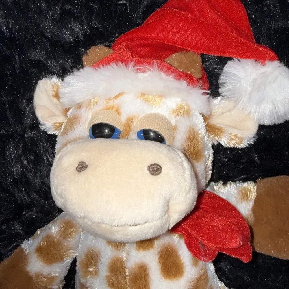 Giraffe Plush Stuffed Animal Christmas Holiday Toy Santa Hat‎ Scarf Soft Cute